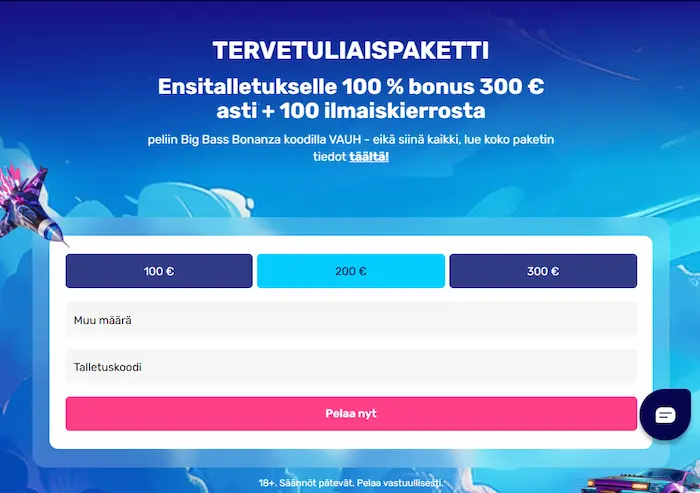 Vauhdikas casino Suomi bonus